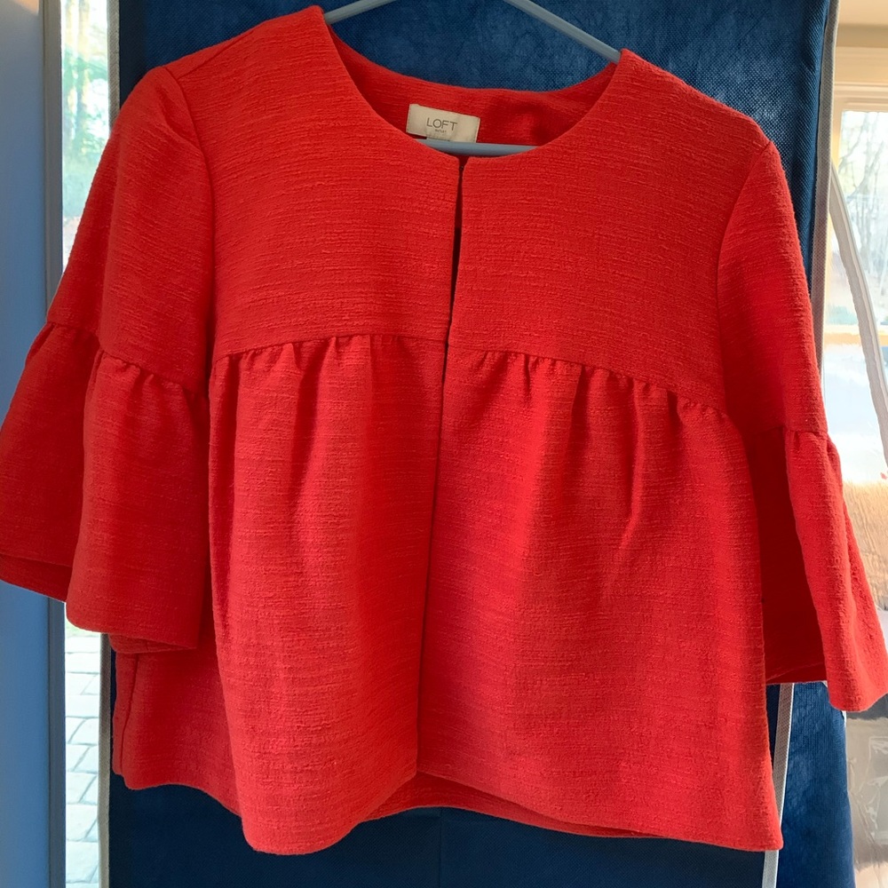 Orange/Red LOFT peplum blouse size M